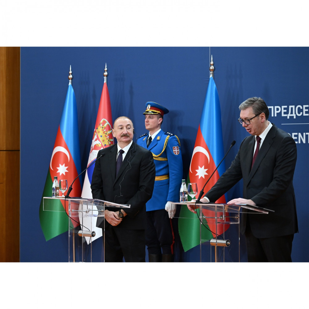 Azərbaycan Prezidenti İlham Əliyev və Serbiya Prezidenti Aleksandar Vuçiç mətbuata bəyanatlarla çıxış ediblər<font color='red'> - YENİLƏNİB</font><font color=red> - FOTOLAR</font>