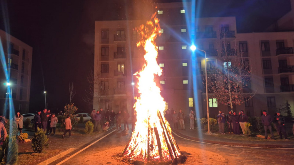 Ağdam şəhərində ilk bayram tonqalı qalanıb<font color=red> - FOTOLAR</font>