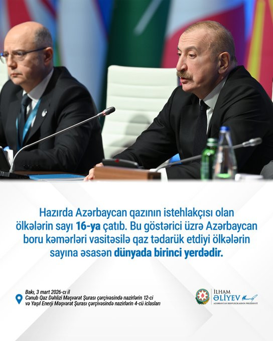 İlham Əliyev: Azərbaycan boru kəmərləri vasitəsilə qaz tədarük etdiyi ölkələrin sayına əsasən dünyada birinci yerdədir<font color=red> - FOTOLAR</font>