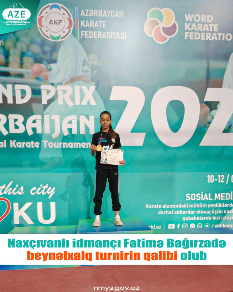 Naxçıvanlı idmançı Fatimə Bağırzadə beynəlxalq turnirin qalibi olub<font color=red> - FOTOLAR</font>