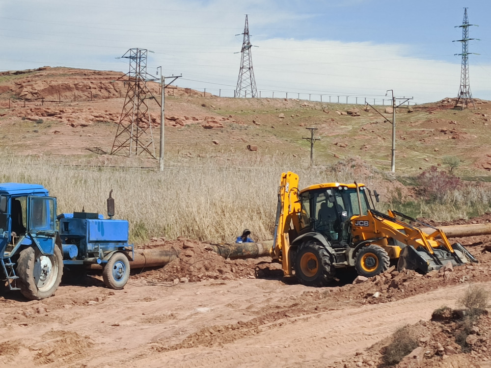 “Araz-1” nasos stansiyasının təzyiqli boru xəttində əsaslı təmir - bərpa işləri görülür <font color=red> - FOTOLAR</font>