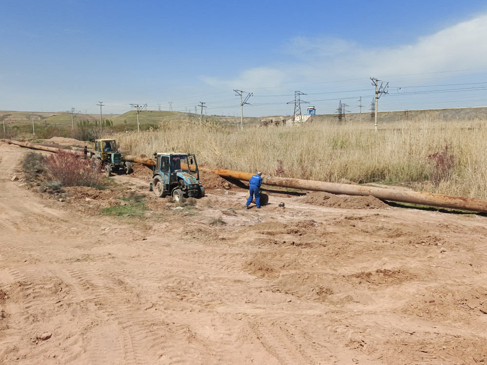 “Araz-1” nasos stansiyasının təzyiqli boru xəttində əsaslı təmir - bərpa işləri görülür <font color=red> - FOTOLAR</font>