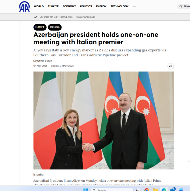 İtaliya və dünya mediası Baş nazir Ciorcia Meloninin Prezident İlham Əliyev ilə Bakıda apardığı danışıqları geniş işıqlandırıb<font color=red> - FOTOLAR</font>