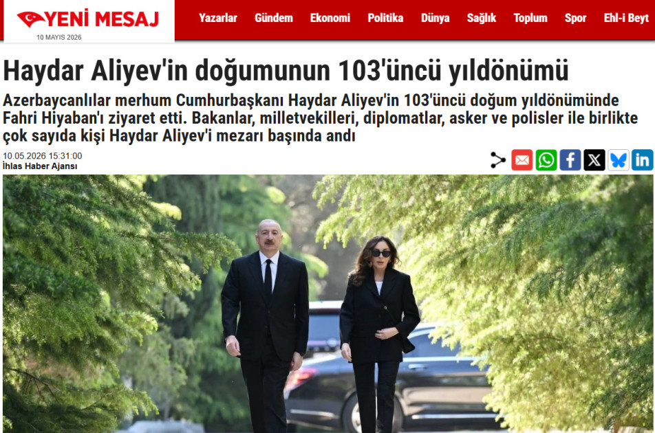 Türkiyə mediası: Heydər Əliyevin Azərbaycan tarixindəki rolu danılmazdır<font color=red> - FOTOLAR</font>