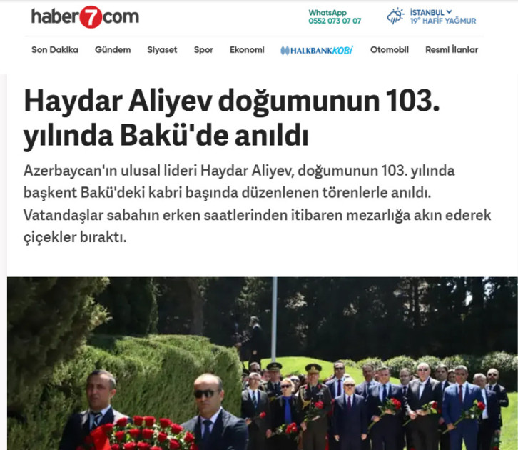 Türkiyə mediası: Heydər Əliyevin Azərbaycan tarixindəki rolu danılmazdır<font color=red> - FOTOLAR</font>