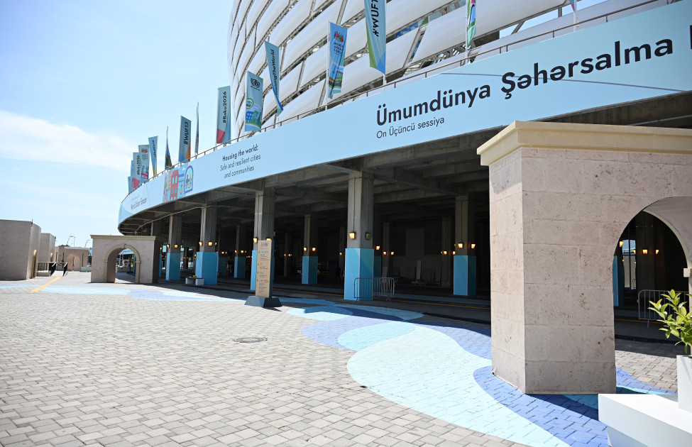 Prezident İlham Əliyev Bakı Olimpiya Stadionunun ərazisində WUF13 ilə bağlı görülən işlərlə tanış olub<font color=red> - FOTOLAR</font>