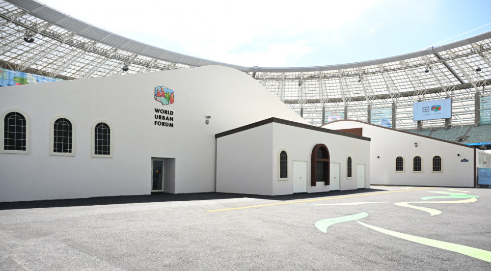 Prezident İlham Əliyev Bakı Olimpiya Stadionunun ərazisində WUF13 ilə bağlı görülən işlərlə tanış olub<font color=red> - FOTOLAR</font>