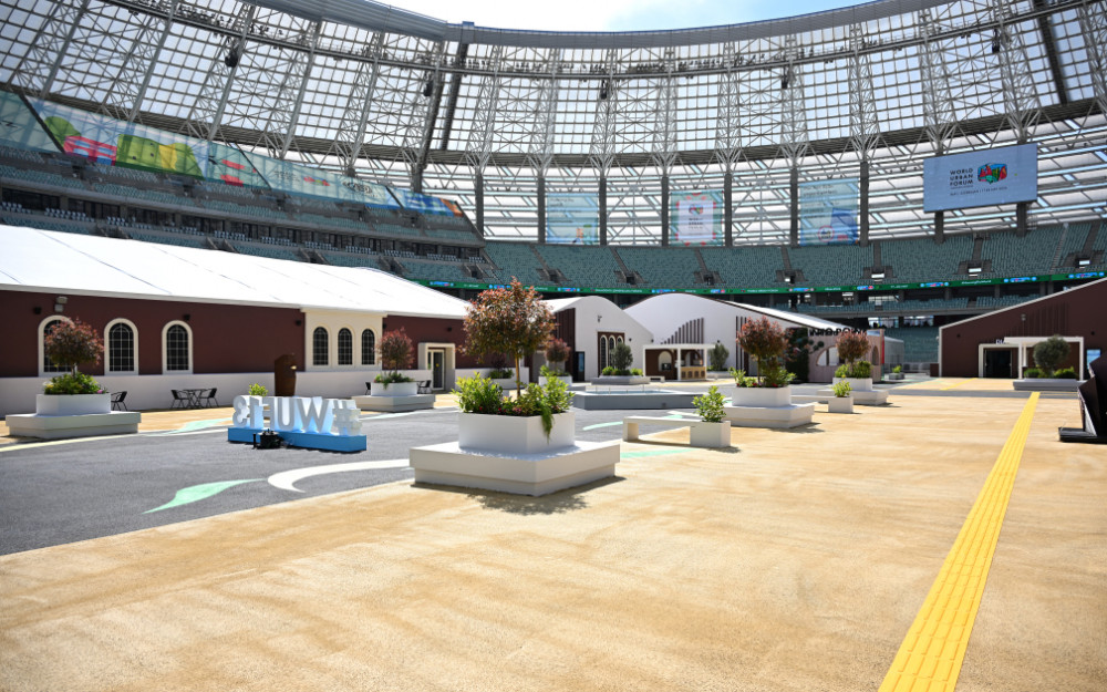Prezident İlham Əliyev Bakı Olimpiya Stadionunun ərazisində WUF13 ilə bağlı görülən işlərlə tanış olub<font color=red> - FOTOLAR</font>