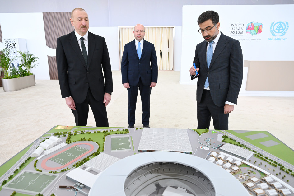 Prezident İlham Əliyev Bakı Olimpiya Stadionunun ərazisində WUF13 ilə bağlı görülən işlərlə tanış olub<font color=red> - FOTOLAR</font>
