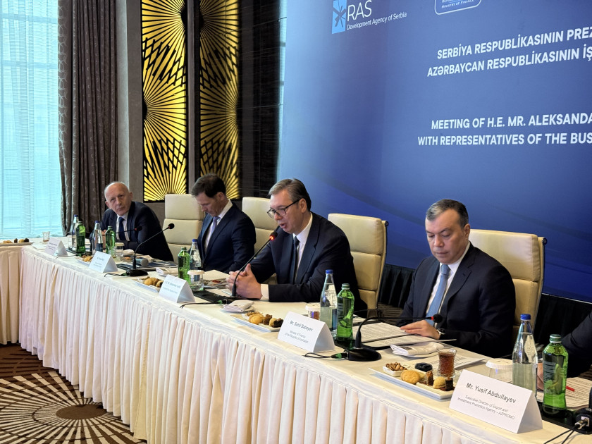 Aleksandar Vuçiç: Azərbaycan şirkətlərinin Serbiya bazarında fəaliyyəti gələcək iqtisadi tərəfdaşlıq üçün mühüm imkanlar yaradır<font color=red> - FOTOLAR</font>