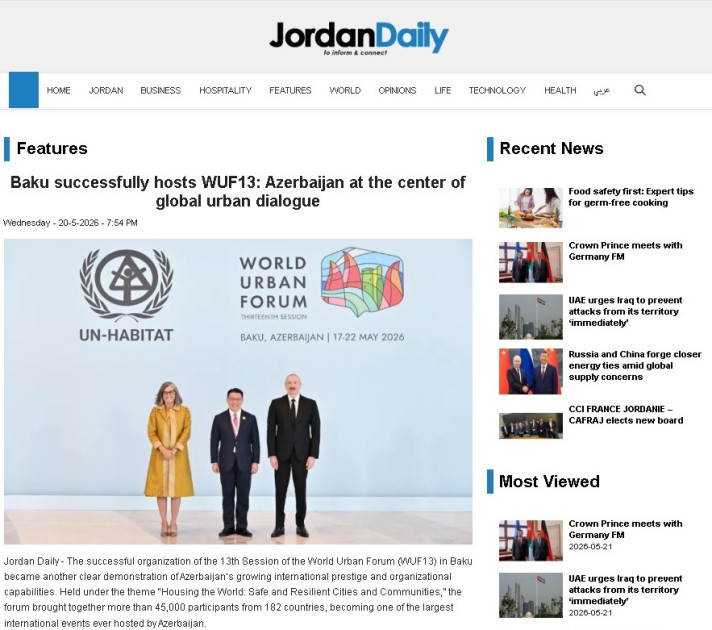 İordaniya mətbuatı WUF13 barədə yazıb<font color=red> - FOTOLAR</font>
