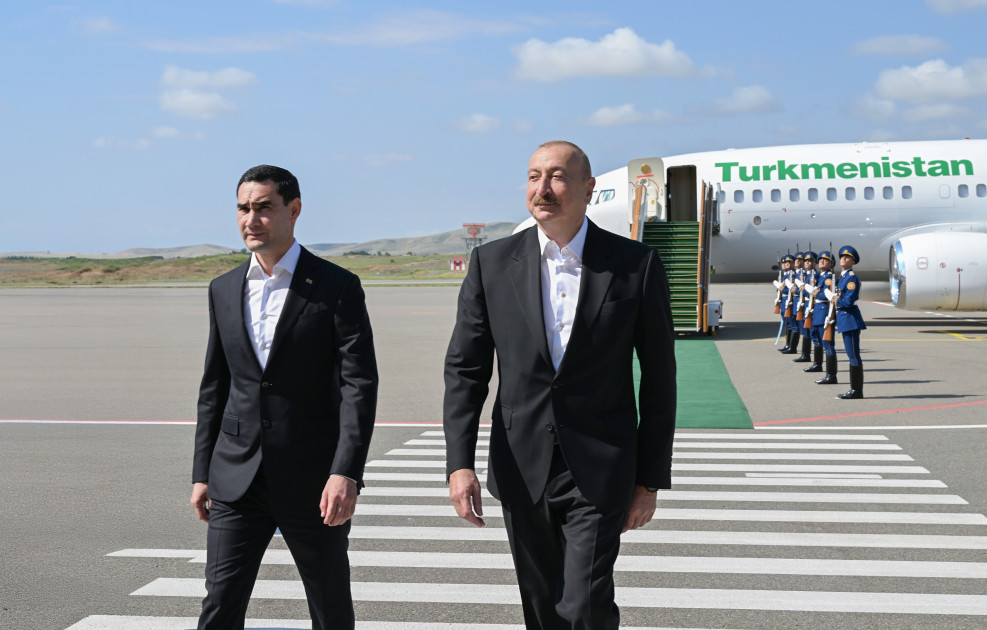 Türkmənistan Prezidenti Sərdar Berdiməhəmmədov Füzuli rayonuna gəlib<font color=red> - FOTOLAR</font>