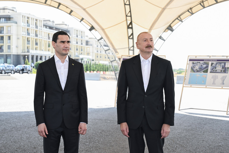 Azərbaycan və Türkmənistan prezidentləri Füzuli şəhərinin dağıdılmış yerlərinə baxıblar<font color=red> - FOTOLAR</font>