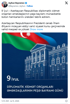 Ceyhun Bayramov diplomatik xidmət orqanlarının əməkdaşlarını təbrik edib<font color=red> - FOTOLAR</font>
