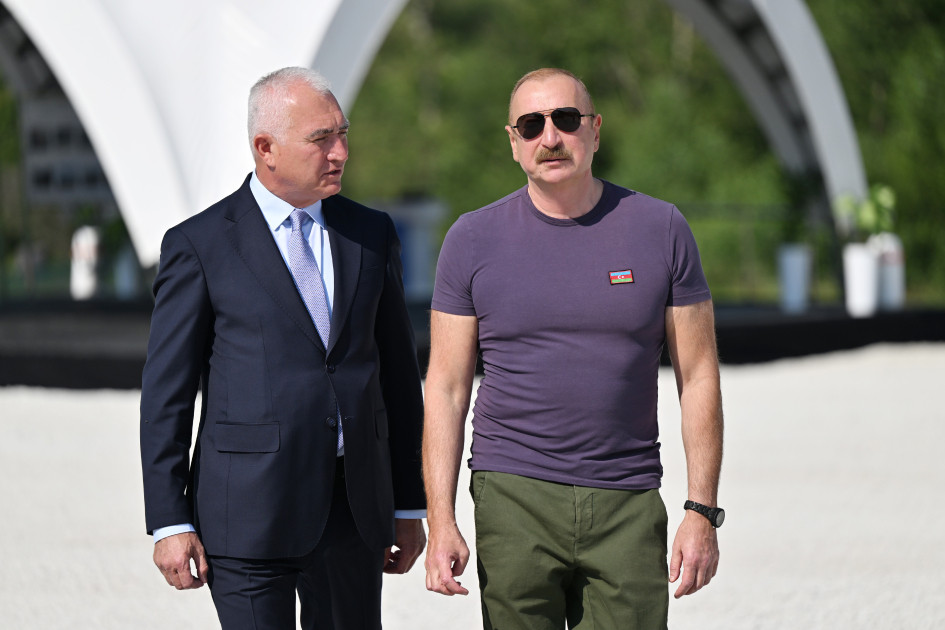 Prezident İlham Əliyev Laçında “Həkəriçay” su anbarının təməlini qoyub<font color=red> - FOTOLAR</font>