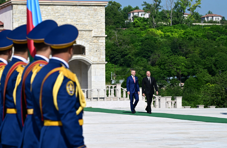 Slovakiya Prezidenti Peter Pelleqrininin Şuşada rəsmi qarşılanma mərasimi olub<font color=red> - FOTOLAR</font>