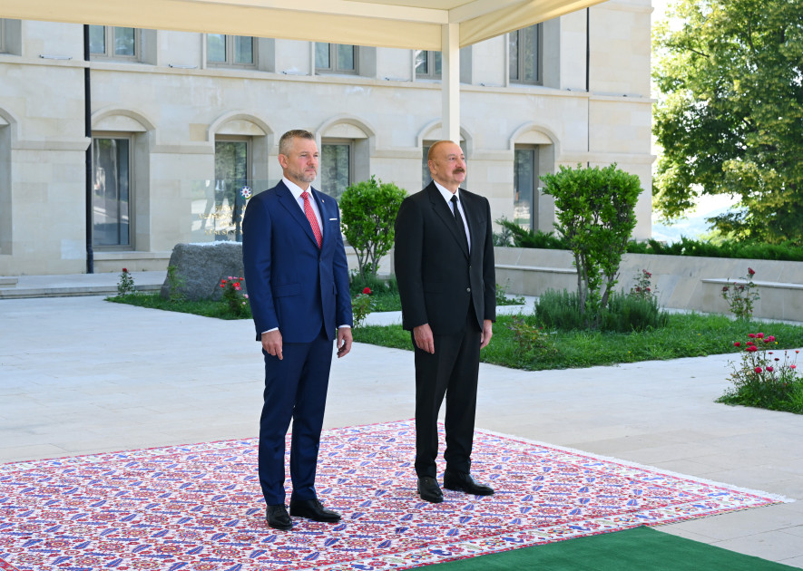 Slovakiya Prezidenti Peter Pelleqrininin Şuşada rəsmi qarşılanma mərasimi olub<font color=red> - FOTOLAR</font>