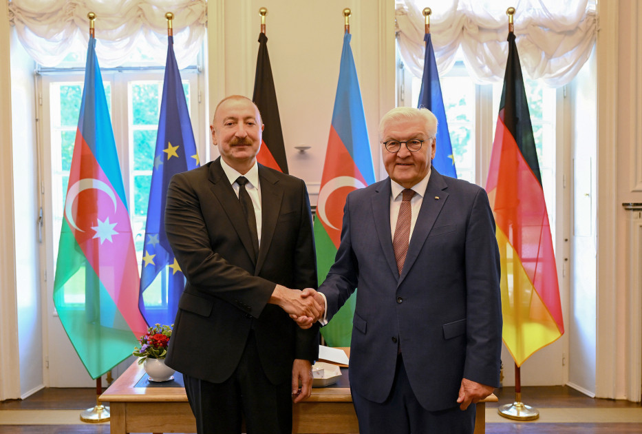 Azərbaycan və Almaniya prezidentlərinin təkbətək görüşü keçirilib<font color=red> - FOTOLAR</font>