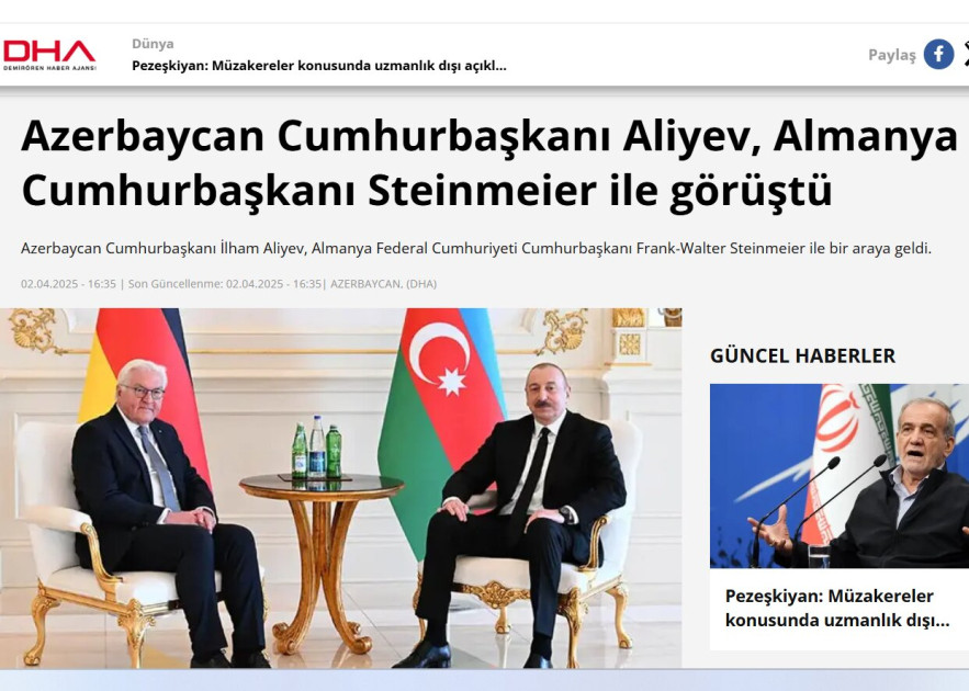 Prezident İlham Əliyevin Almaniyaya səfəri Türkiyə mediasının diqqət mərkəzindədir<font color=red> - FOTOLAR</font>