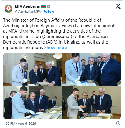 Ceyhun Bayramov Ukrayna XİN-də Azərbaycan və Qafqaza dair arxiv sənədlərlə tanış olub<font color=red> - FOTOLAR</font>
