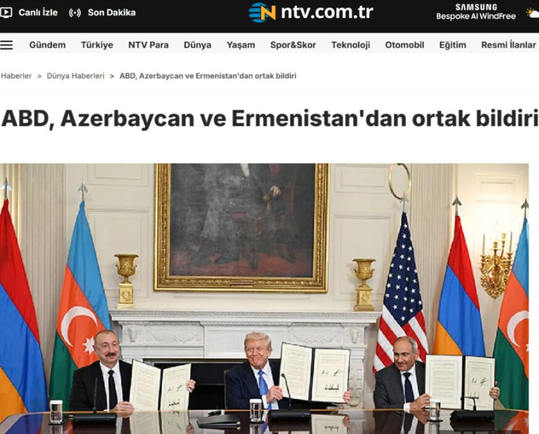 ABŞ, Ermənistan və Azərbaycanın Birgə Bəyanatı Türkiyə mediasının diqqət mərkəzindədir<font color=red> - FOTOLAR</font>
