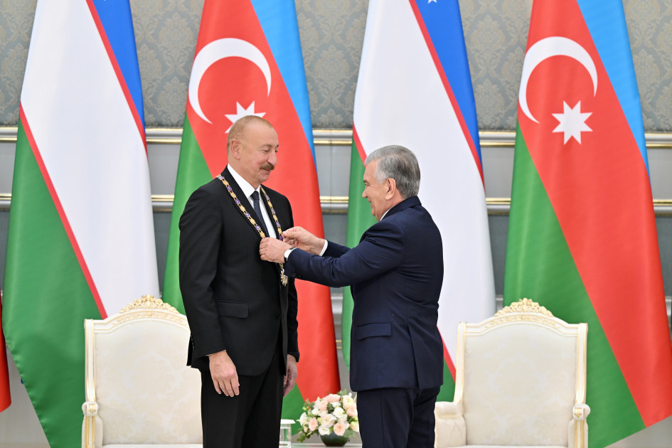 Daşkənddə Azərbaycan və Özbəkistan prezidentlərinin təltifolunma mərasimi keçirilib<font color=red> - FOTOLAR</font>