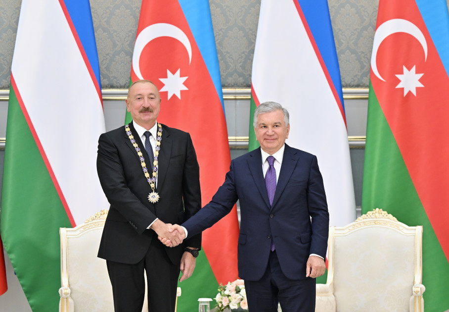 Daşkənddə Azərbaycan və Özbəkistan prezidentlərinin təltifolunma mərasimi keçirilib<font color=red> - FOTOLAR</font>