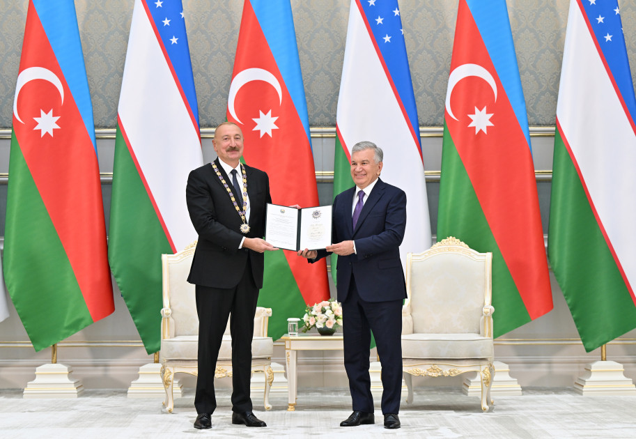 Daşkənddə Azərbaycan və Özbəkistan prezidentlərinin təltifolunma mərasimi keçirilib<font color=red> - FOTOLAR</font>