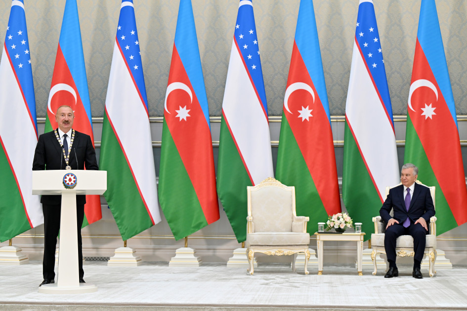 Daşkənddə Azərbaycan və Özbəkistan prezidentlərinin təltifolunma mərasimi keçirilib<font color=red> - FOTOLAR</font>