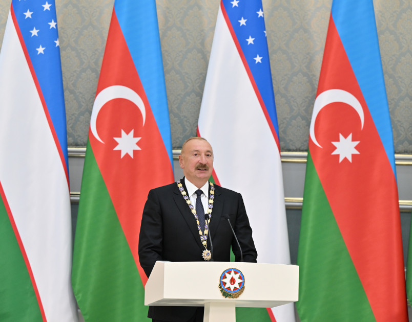 Daşkənddə Azərbaycan və Özbəkistan prezidentlərinin təltifolunma mərasimi keçirilib<font color=red> - FOTOLAR</font>