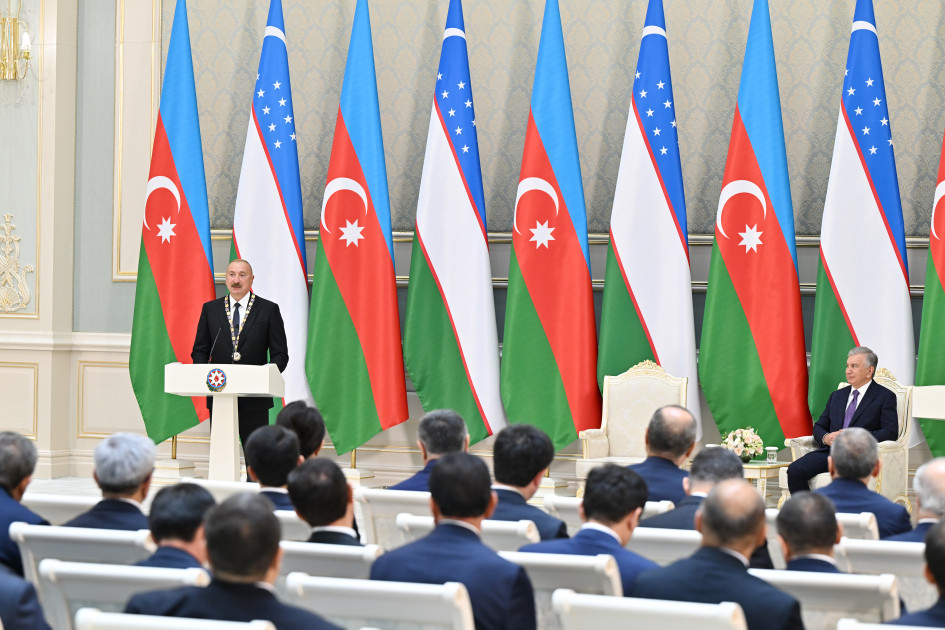 Daşkənddə Azərbaycan və Özbəkistan prezidentlərinin təltifolunma mərasimi keçirilib<font color=red> - FOTOLAR</font>