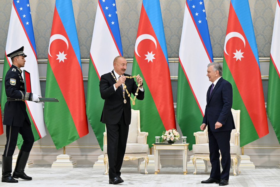 Daşkənddə Azərbaycan və Özbəkistan prezidentlərinin təltifolunma mərasimi keçirilib<font color=red> - FOTOLAR</font>