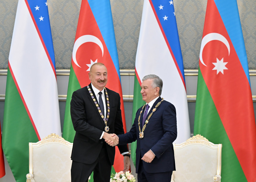 Daşkənddə Azərbaycan və Özbəkistan prezidentlərinin təltifolunma mərasimi keçirilib<font color=red> - FOTOLAR</font>