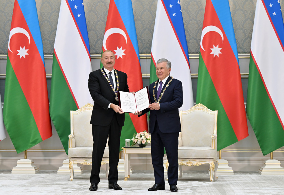 Daşkənddə Azərbaycan və Özbəkistan prezidentlərinin təltifolunma mərasimi keçirilib<font color=red> - FOTOLAR</font>