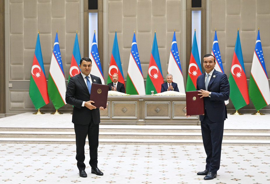 Daşkənddə Azərbaycan-Özbəkistan sənədlərinin imzalanması və mübadiləsi mərasimi olub <font color=red> - FOTOLAR</font>