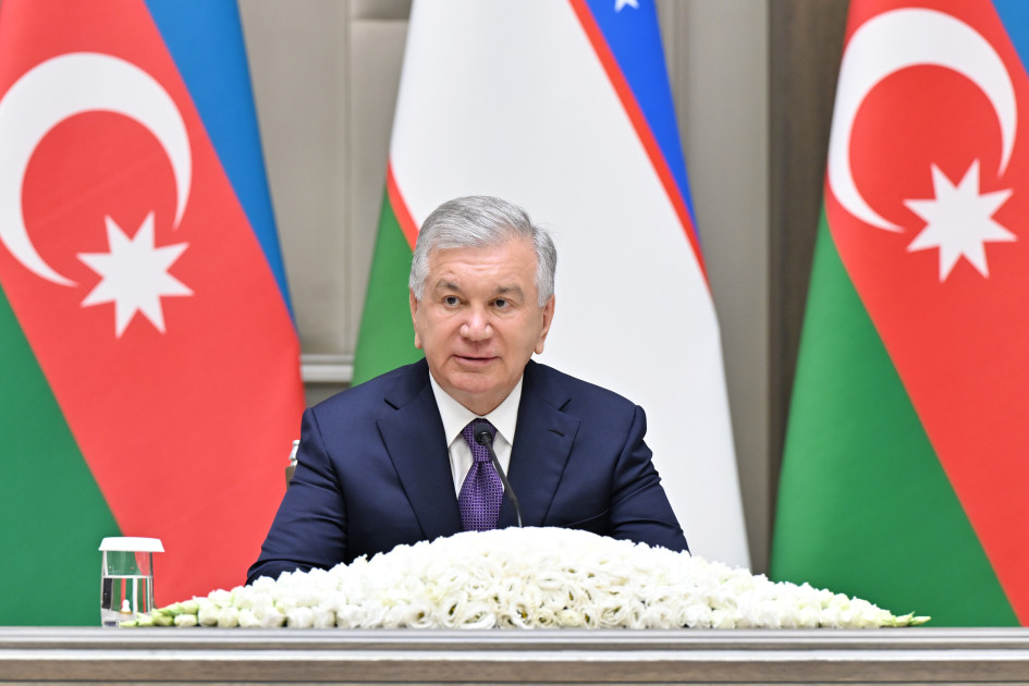 Azərbaycan və Özbəkistan prezidentləri mətbuata bəyanatlarla çıxış ediblər<font color=red> - FOTOLAR</font>