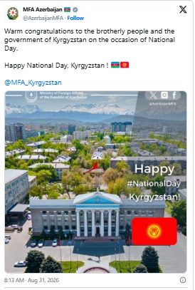 Azərbaycan XİN Qırğızıstanı Milli Günü münasibətilə təbrik edib<font color=red> - FOTOLAR</font>