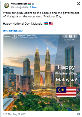 Rəsmi Bakı Malayziya ilə Trinidad və Tobaqonu təbrik edib<font color=red> - FOTOLAR</font>