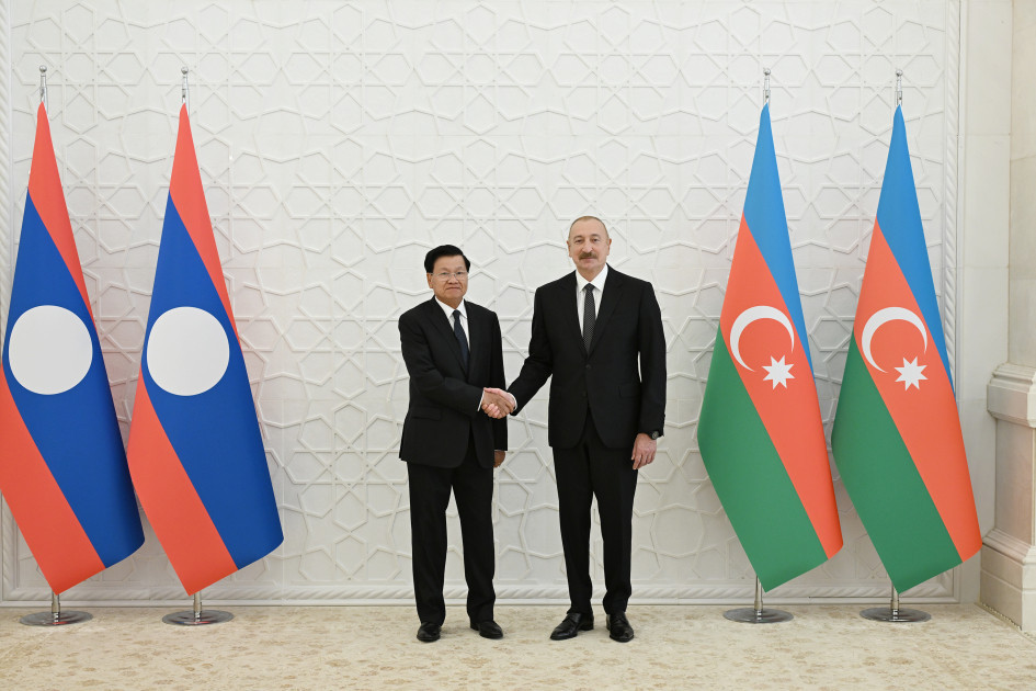 Laos Prezidentinin Bakıda rəsmi qarşılanma mərasimi olub<font color=red> - FOTOLAR</font>