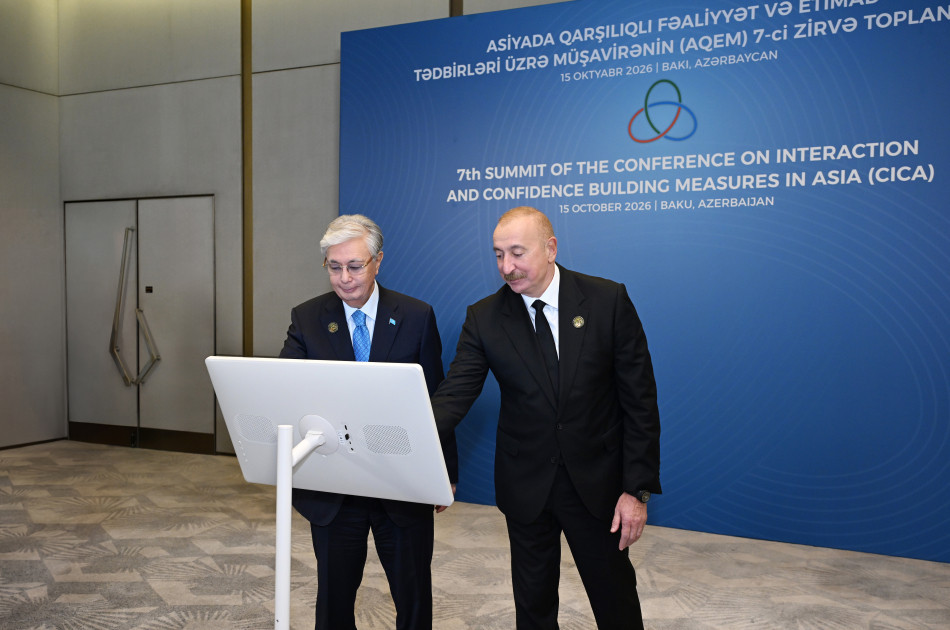 Bakıda Azərbaycan və Qazaxıstan prezidentləri görüşüblər, Trans-Xəzər Fiber-Optik Kabel Xəttinin açılışını ediblər<font color=red> - FOTOLAR</font>