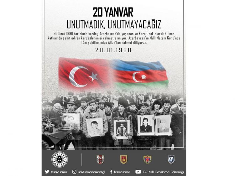 Türkiyə Milli Müdafiə Nazirliyi 20 Yanvar faciəsi barədə: Unutmadıq, unutmayacağıq!