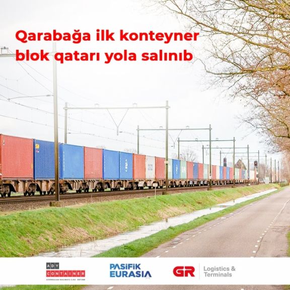 Qarabağa ilk konteyner blok qatarı yola salınıb