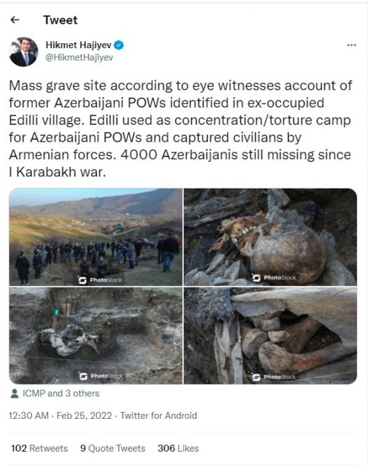 Hikmət Hacıyev: Edilli kəndi azərbaycanlı əsirlər üçün işgəncə düşərgəsi kimi istifadə edilib<font color=red> - FOTOLAR</font>