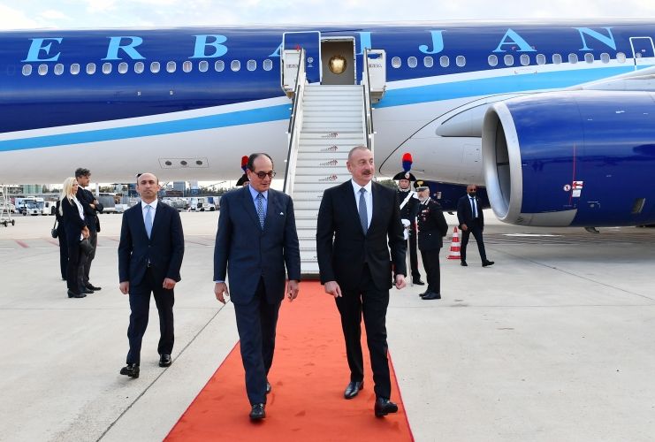 Azərbaycan Prezidenti İlham Əliyev İtaliyaya işgüzar səfərə gedib<font color=red> - FOTOLAR</font>