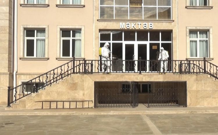 Naxçıvanda təlim-tədris müəssisələrində dezinfeksiya tədbirləri davam edir<font color=red> - VİDEO</font>