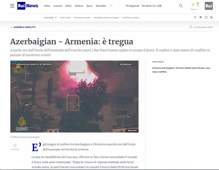 İtaliya saytları Azərbaycan-Ermənistan sərhədindəki hərbi toqquşmalardan yazıb