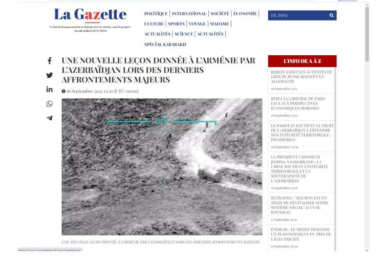 Fransa portalında KTMT-nin Ermənistana hərbi yardım göndərməkdən imtina etməsi barəsində məqalə dərc olunub