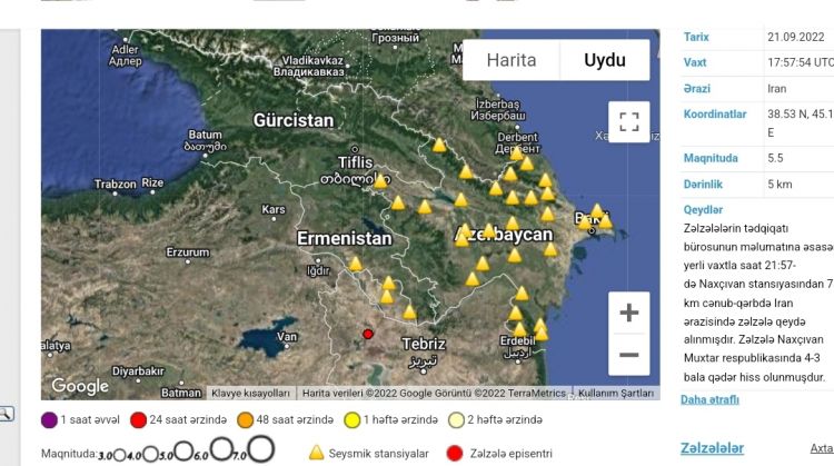Naxçıvanda 4,3 bal gücündə zəlzələ olub<font color='red'> - YENİLƏNİB</font>