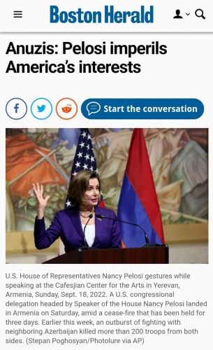 “Boston Herald”: Pelosi Amerikanın maraqlarını zərbə altında qoyur