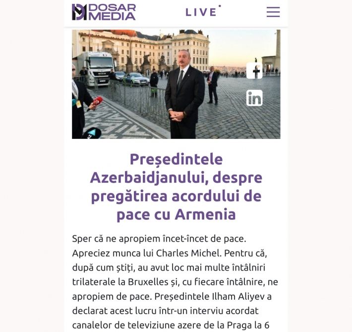 Moldova mətbuatı Azərbaycan Prezidentinin Praqaya səfərindən yazıb